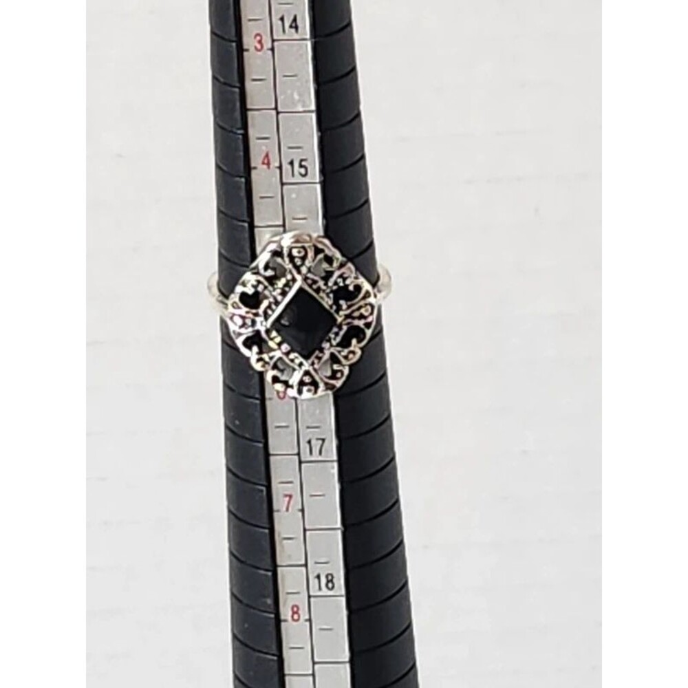 Size 5 silver tone and black ring